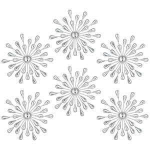 6 Pcs Silver Metal Wall Art Crystal Starburst Wall Decor Bling Shiny😍